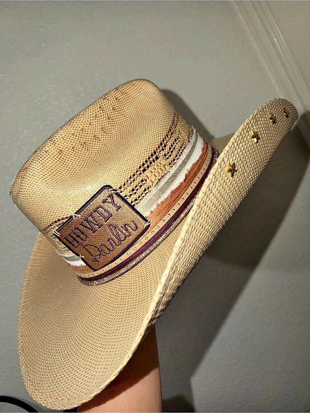Western Cowboy Hat in Beige & Brown 6 7/8